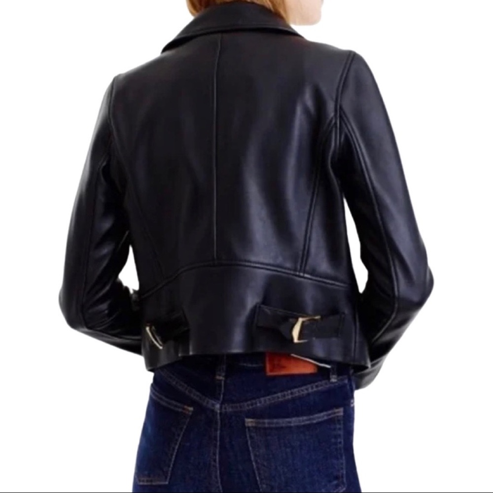 J.Crew Navy Leather Motorcycle Jacket - Picture 5 of 12